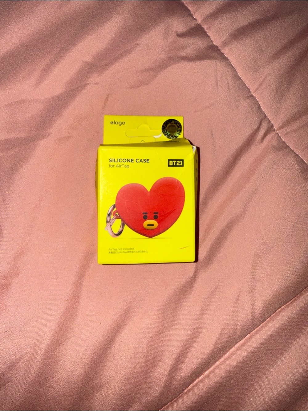BT21 Tata Heart Silicone AirTag Case - Red